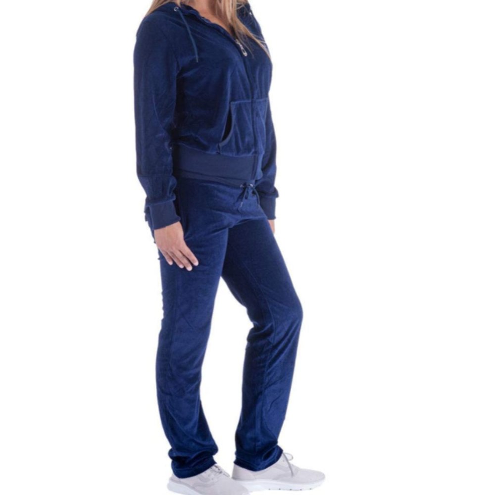Blue Velour Hoodie & Sweat Pant Track Suit Set 3X New!